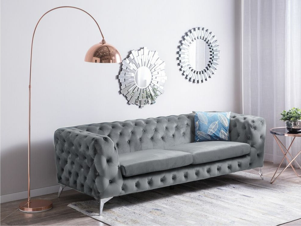 Chesterfield dīvāns Berwyn 185 (Pelēks)