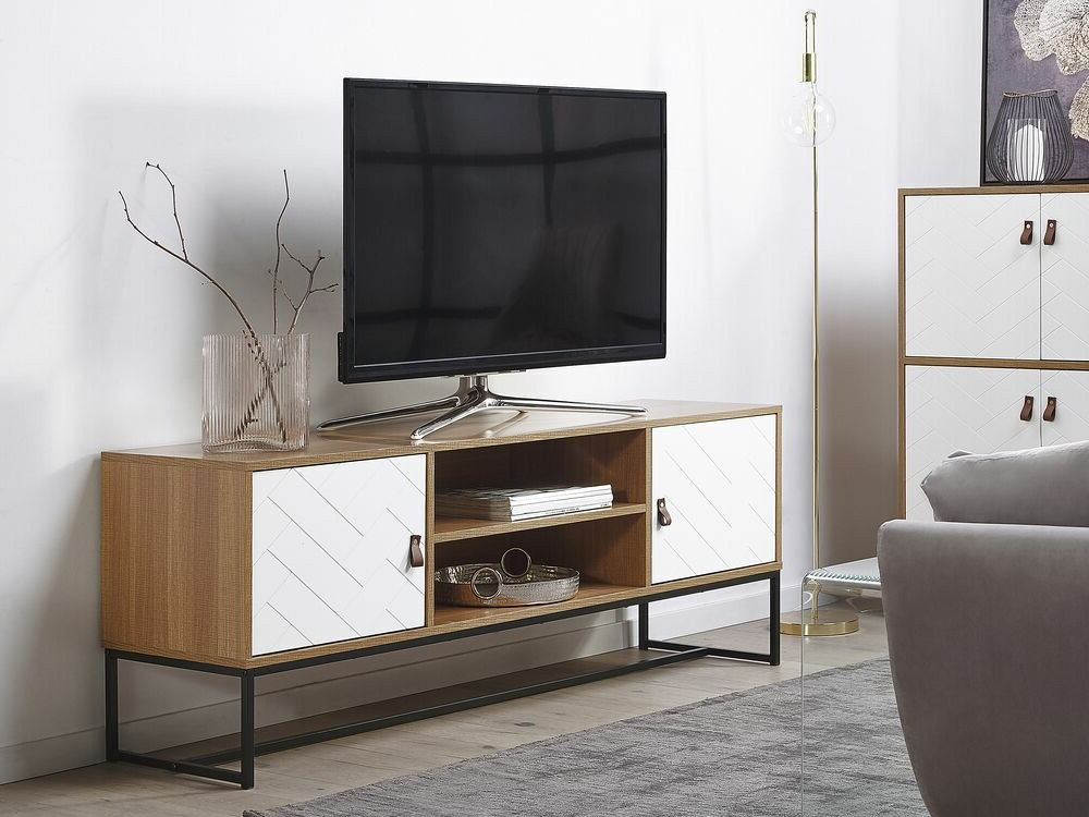 TV galds Fiotivu 102 (Balts + Melns + Gaišs koks)