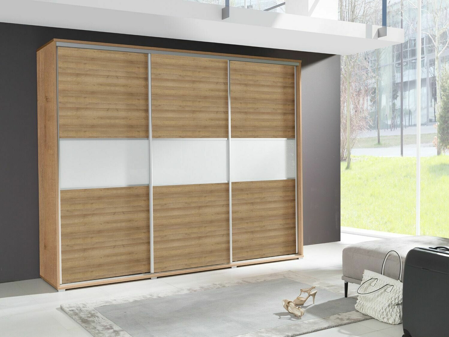Skapis Murrieta 132 (Riviera ozols + Balts)