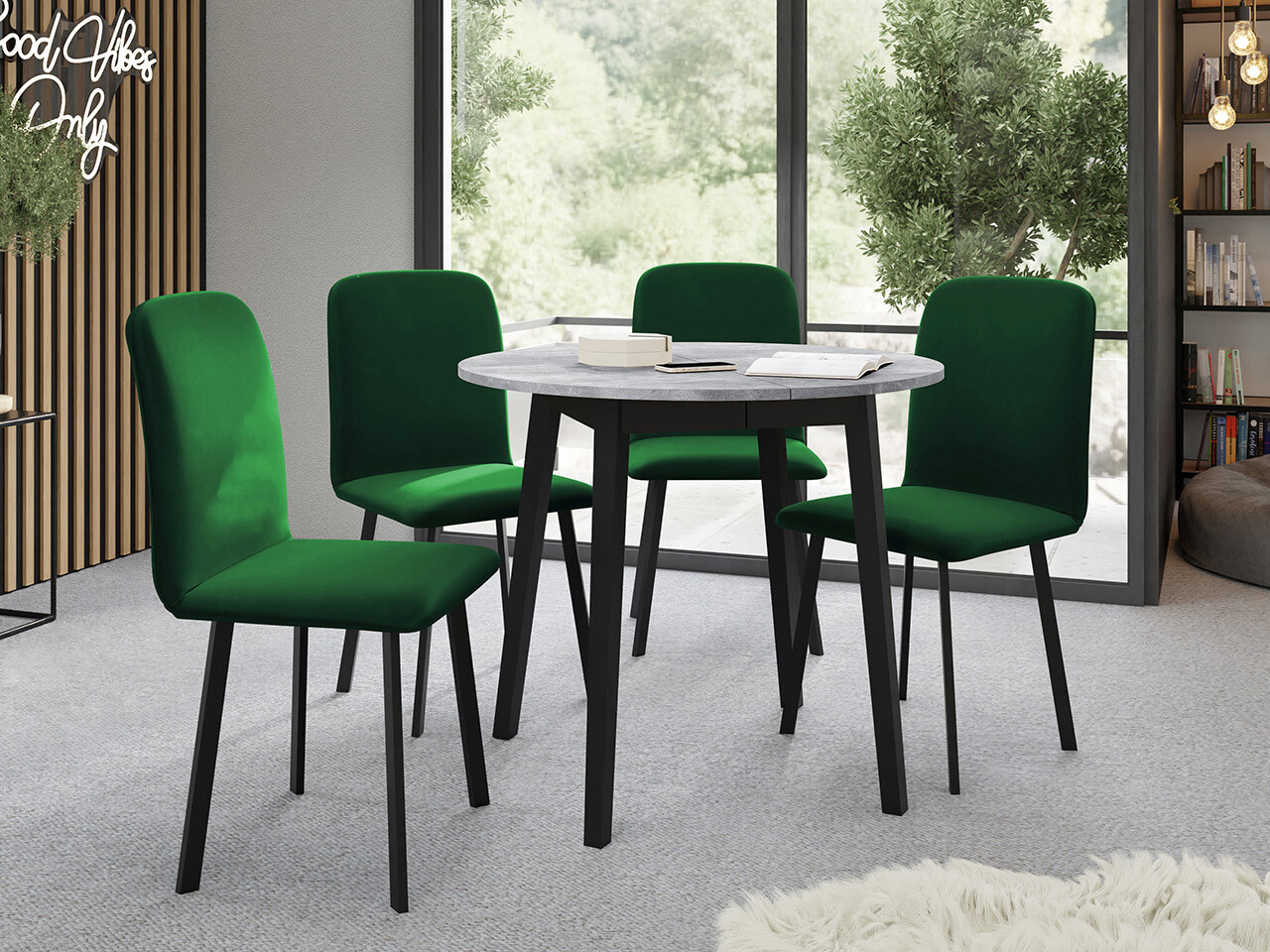 Galds Edmond 112 (Pelēks marmors + Melns)