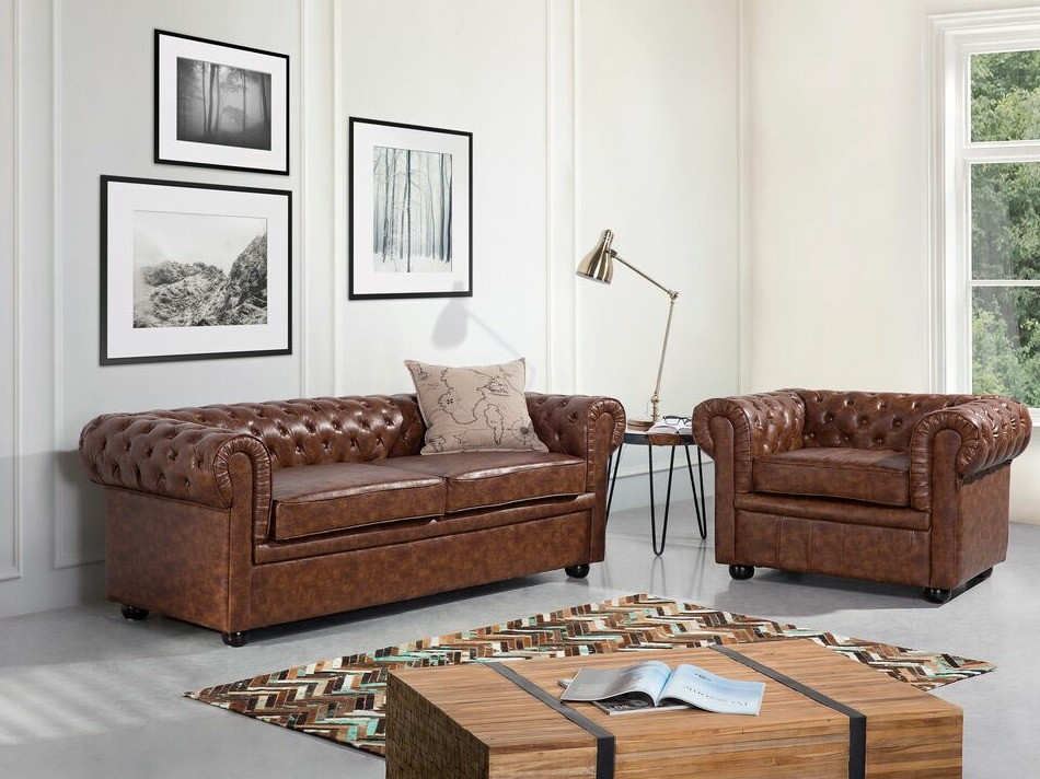 Chesterfield dīvāns Berwyn 832 (Brūns)