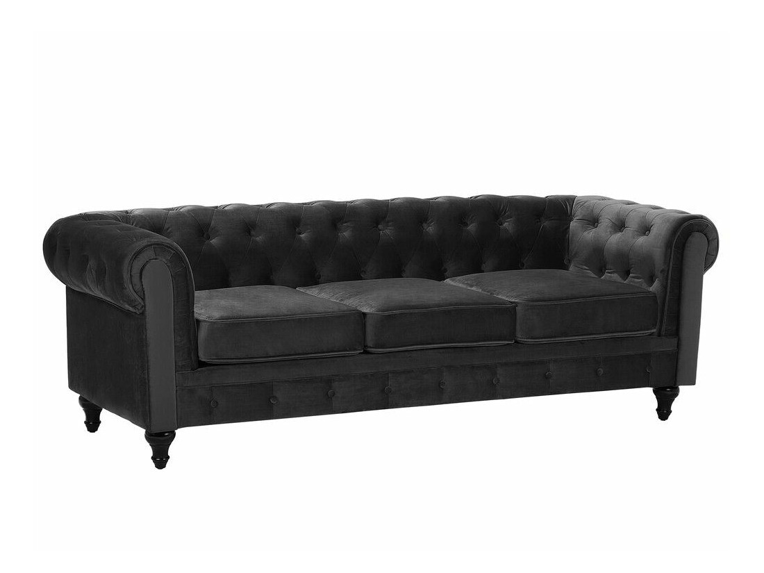Chesterfield dīvāns Cirdoro 101 (Melns)