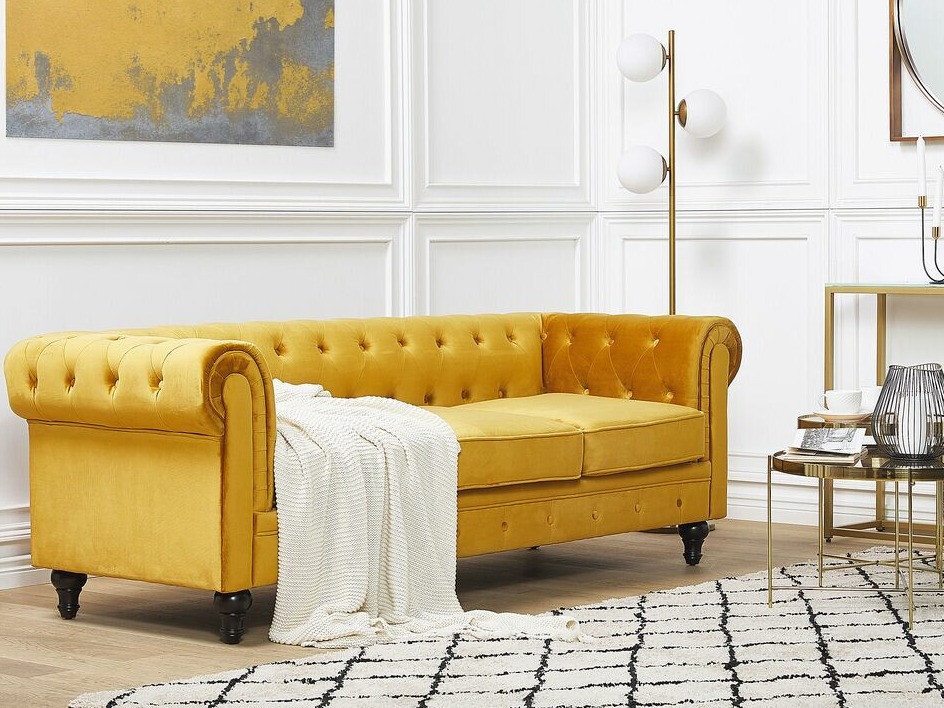 Chesterfield dīvāns Cirdoro 101 (Dzeltens)