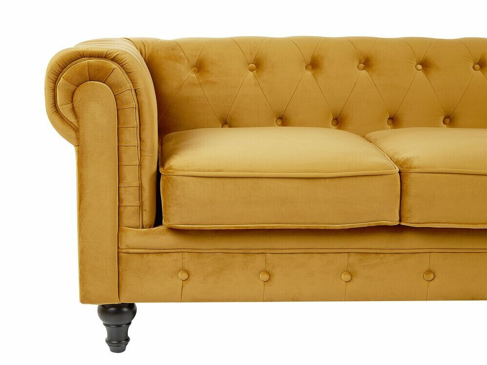 Chesterfield dīvāns Cirdoro 101 (Dzeltens)