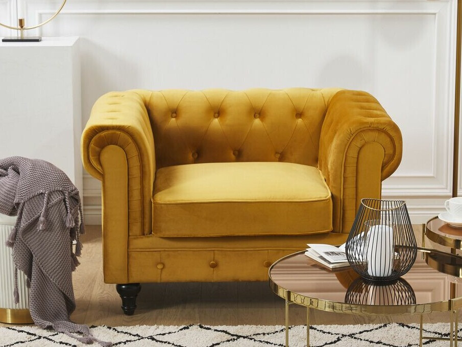 Chesterfield atpūtas krēsls Cirdoro 102 (Dzeltens)
