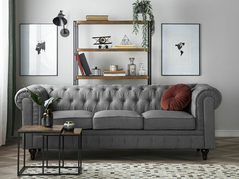 Chesterfield dīvāns Cirdoro 104 (Pelēks)