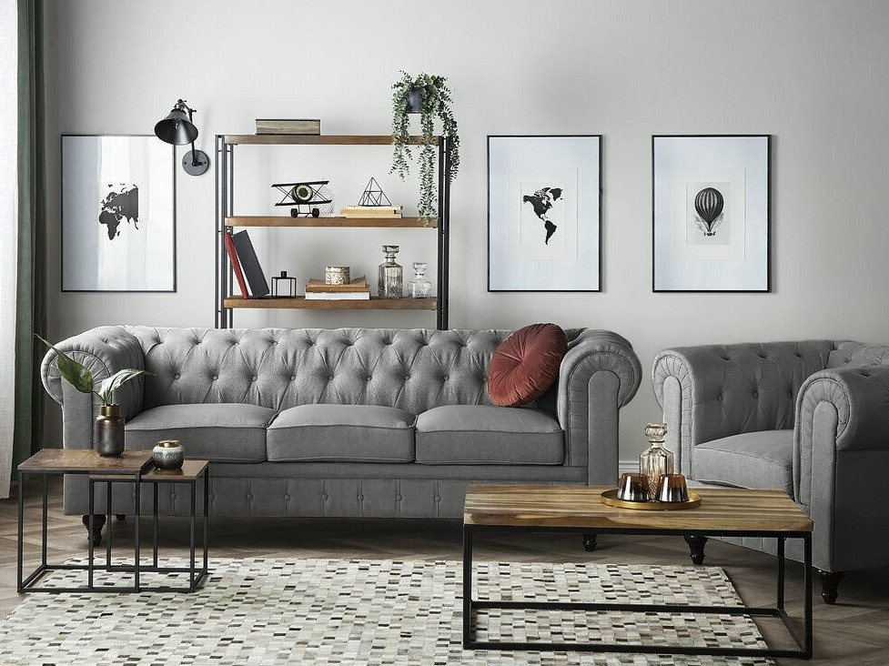 Chesterfield dīvāns Cirdoro 104 (Pelēks)