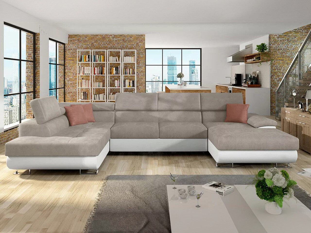 Stūra dīvāns Comfivo Ruta IV (Soft 017 + Uttario Velvet 2979 + Uttario Velvet 2955 St)