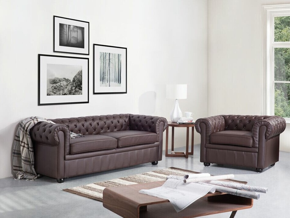 Chesterfield atpūtas krēsls Cirdoro 105 (Tumši brūns)