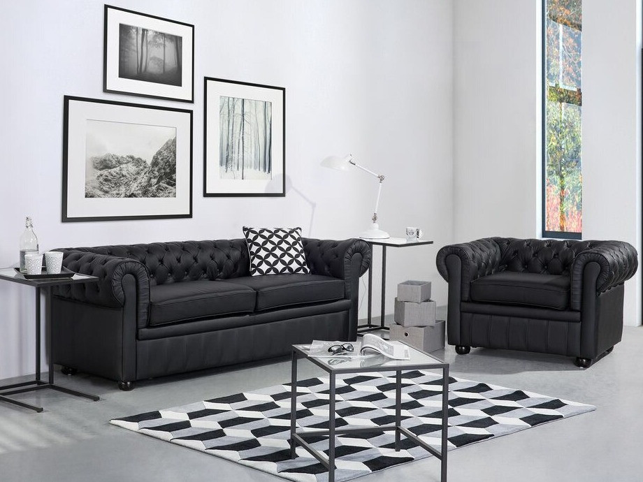 Chesterfield atpūtas krēsls Cirdoro 105 (Melns)