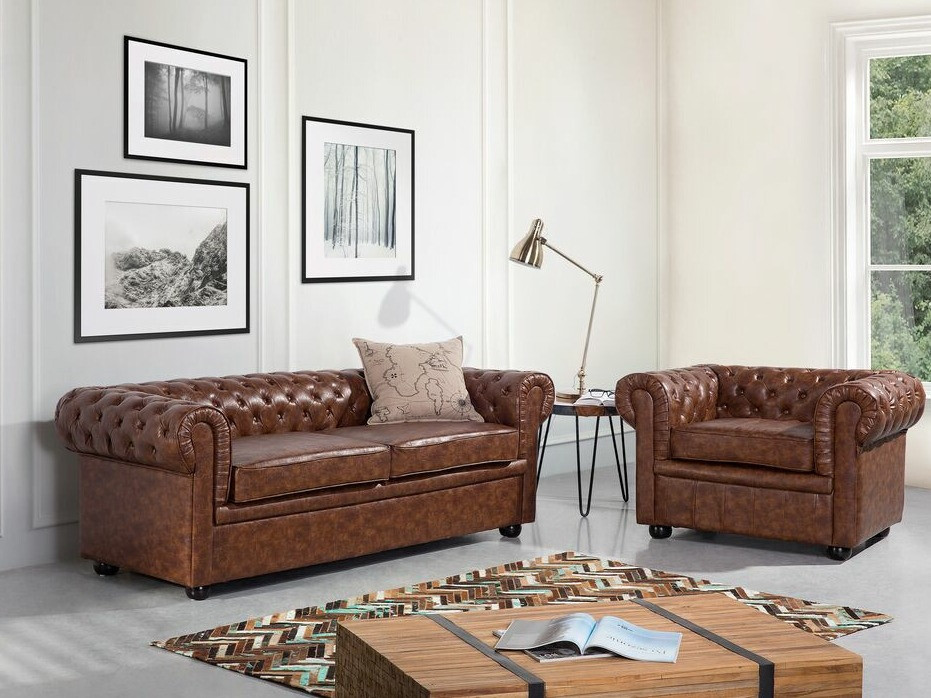 Chesterfield atpūtas krēsls Cirdoro 105 (Brūns)