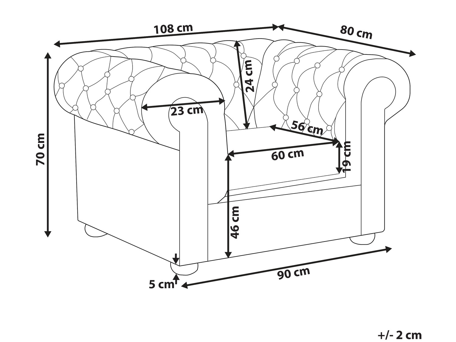 Chesterfield atpūtas krēsls Cirdoro 105 (Brūns)