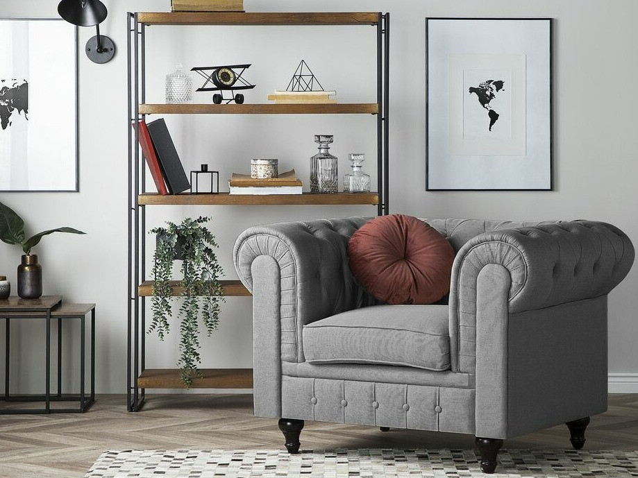 Chesterfield atpūtas krēsls Cirdoro 107 (Pelēks)