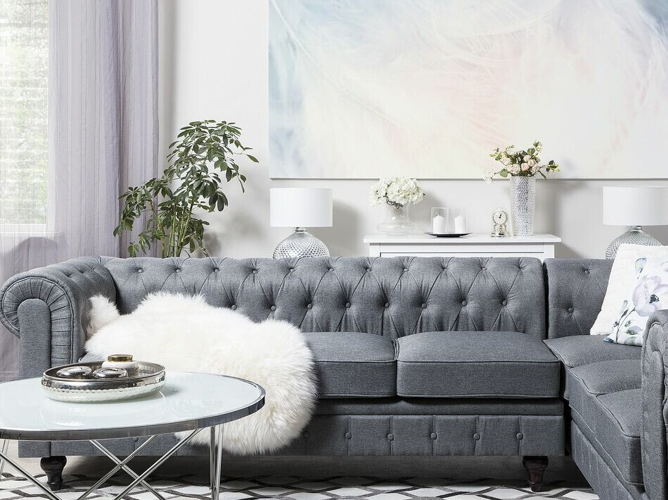 Chesterfield stūra dīvāns Cirdoro 109 (Pelēks)