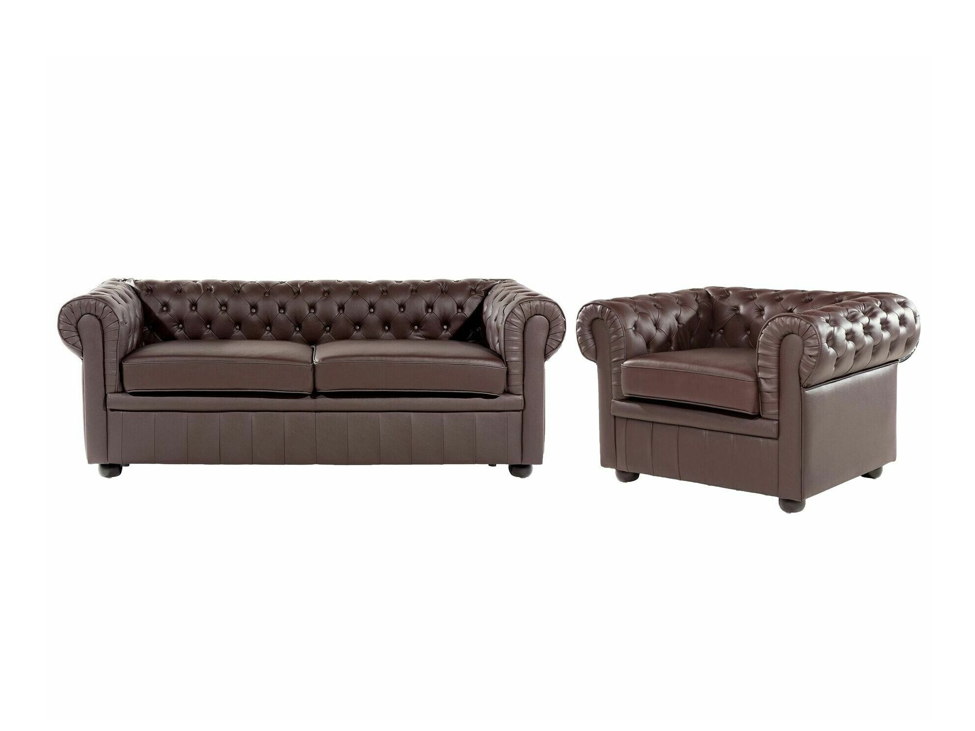 Chesterfield mīksto mēbeļu komplekts Cirdoro 112 (Tumši brūns)