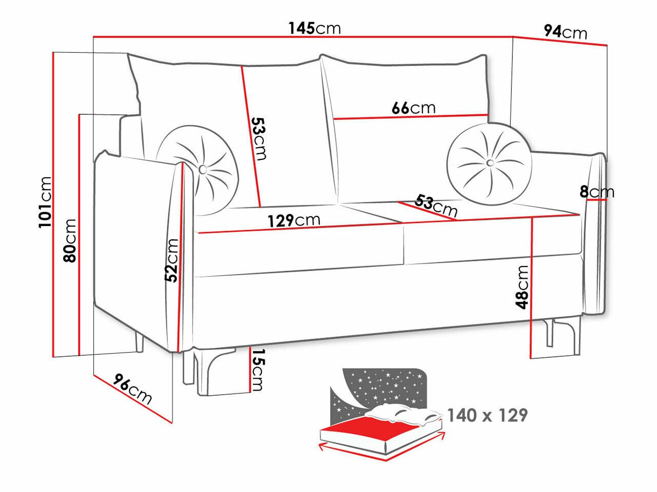 Dīvāns gulta Clovis 110 (Manila 29)