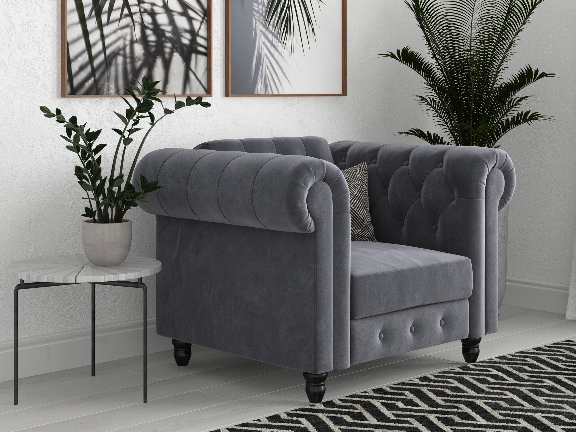 Chesterfield atpūtas krēsls Tulsa 630 (Pelēks)