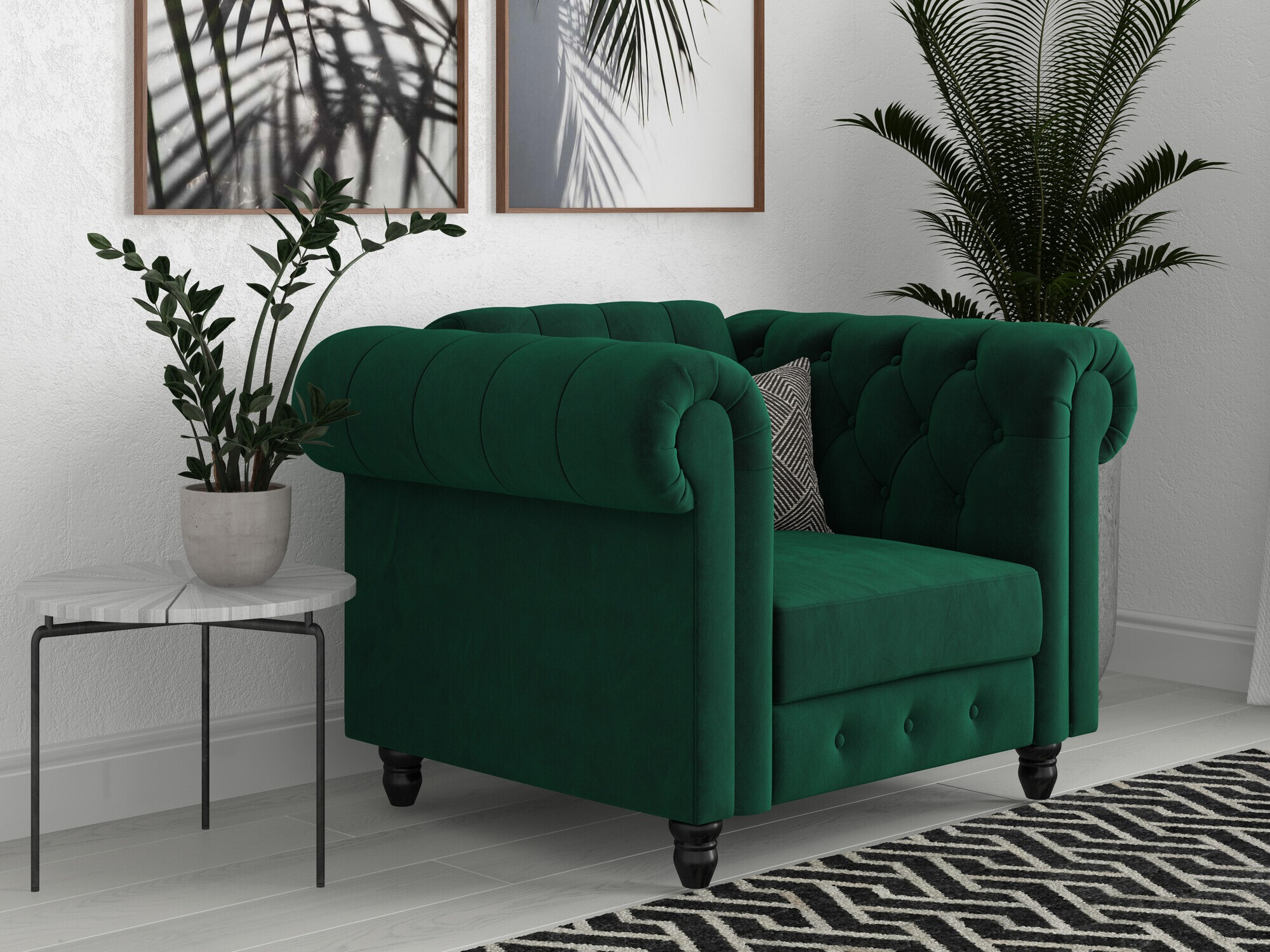 Chesterfield atpūtas krēsls Tulsa 630 (Tumši zaļš)
