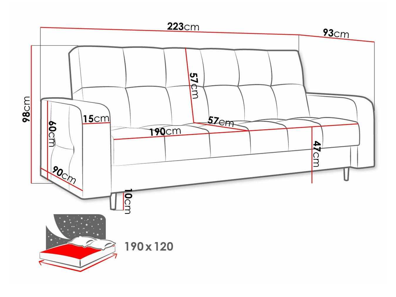 Dīvāns gulta Edinburg 106 (Kronos 19)