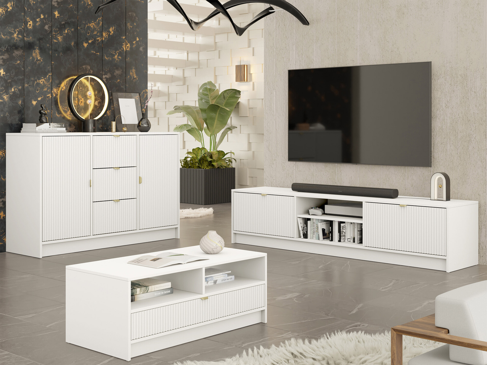 Viesistabas komplekts Comfivo Papilio I (Balts)