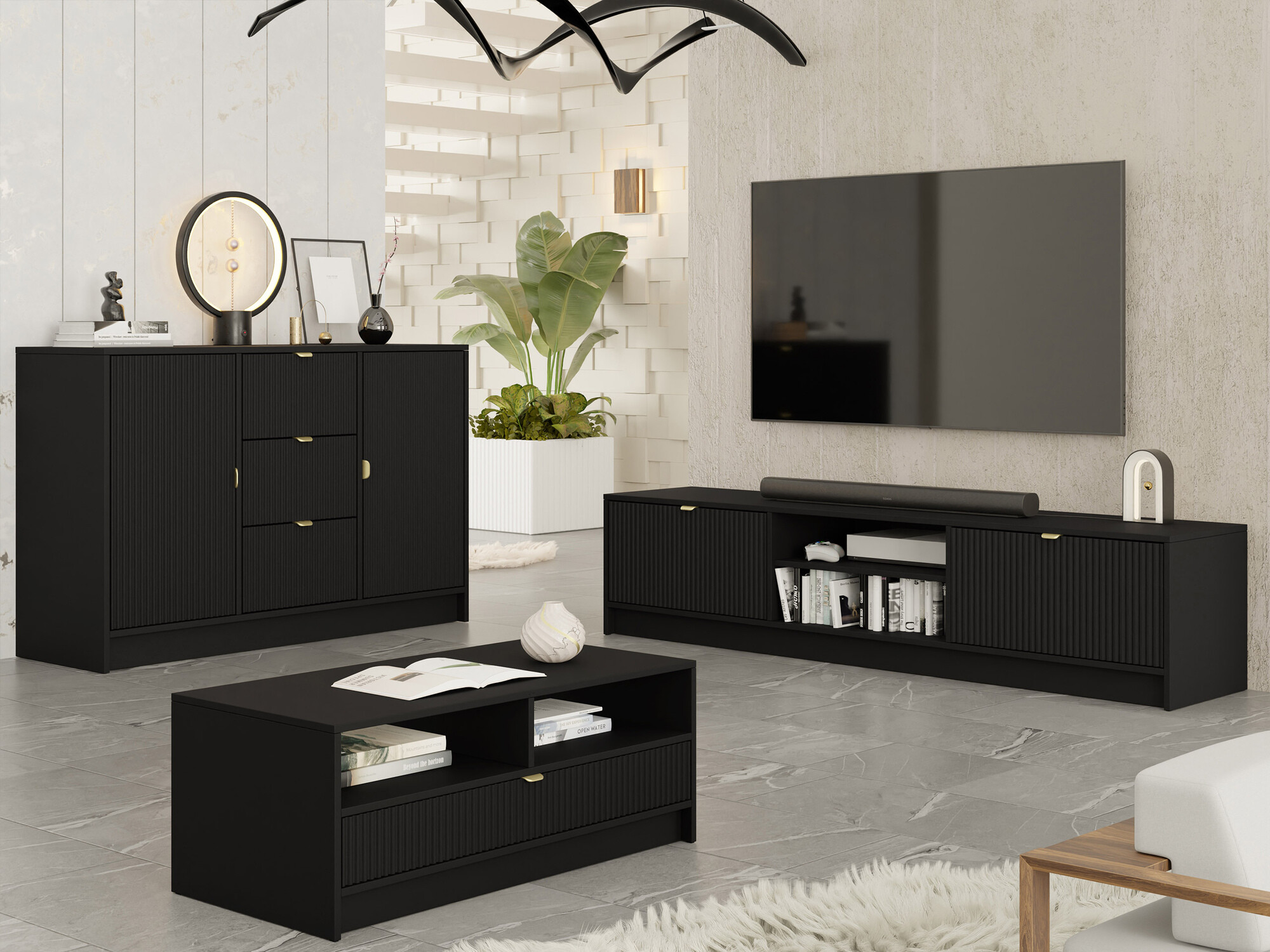 Viesistabas komplekts Comfivo Papilio I (Melns)