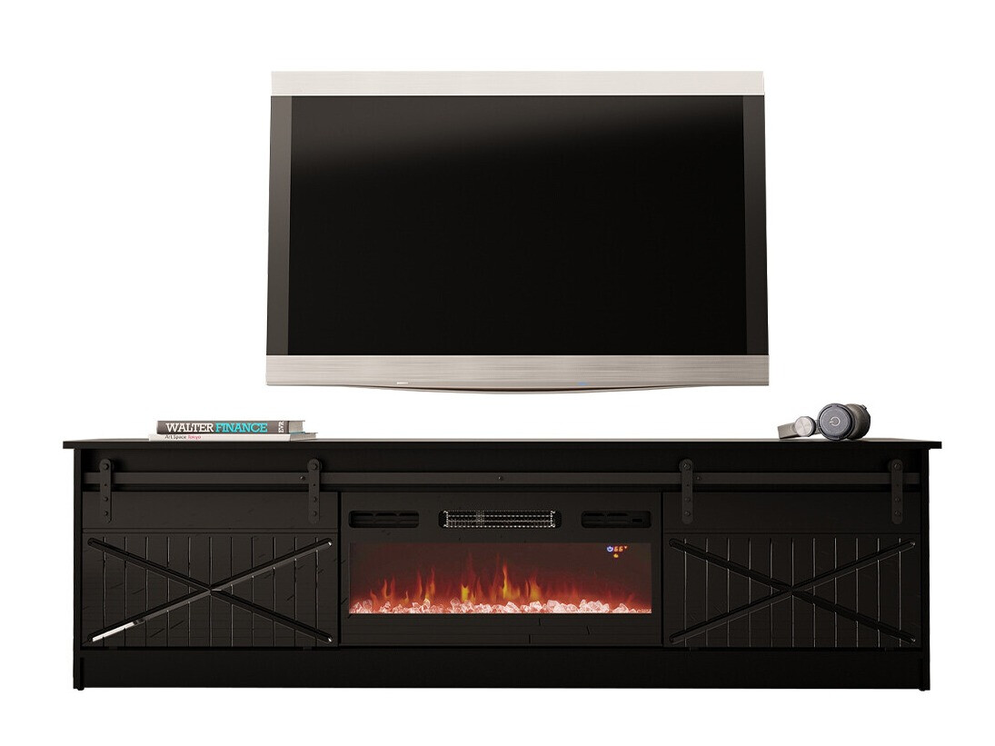 TV galds Charlotte 165 (Melns + Glancēts melns)