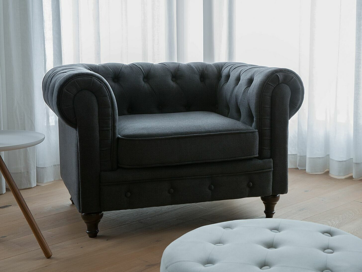 Chesterfield atpūtas krēsls Cirdoro 102 (Grafīts)