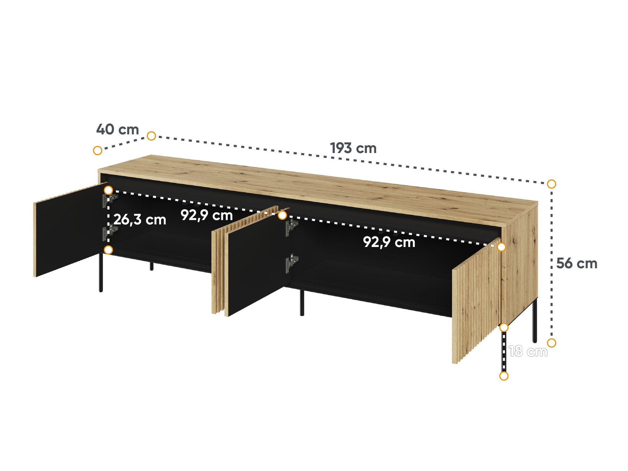 TV galds Fernolu 105 (Artisan ozols + Melns)
