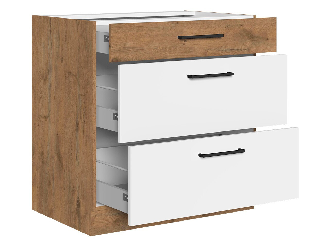 Moduļu skapis ar atvilktnēm Wood White 123