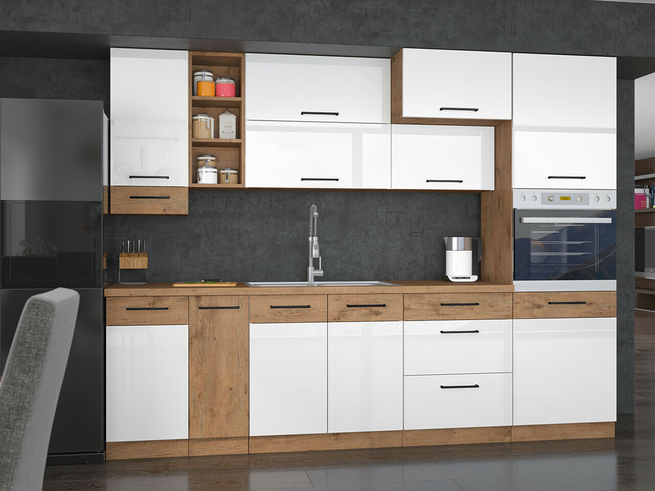 Moduļu virtuves komplekts Wood White 137