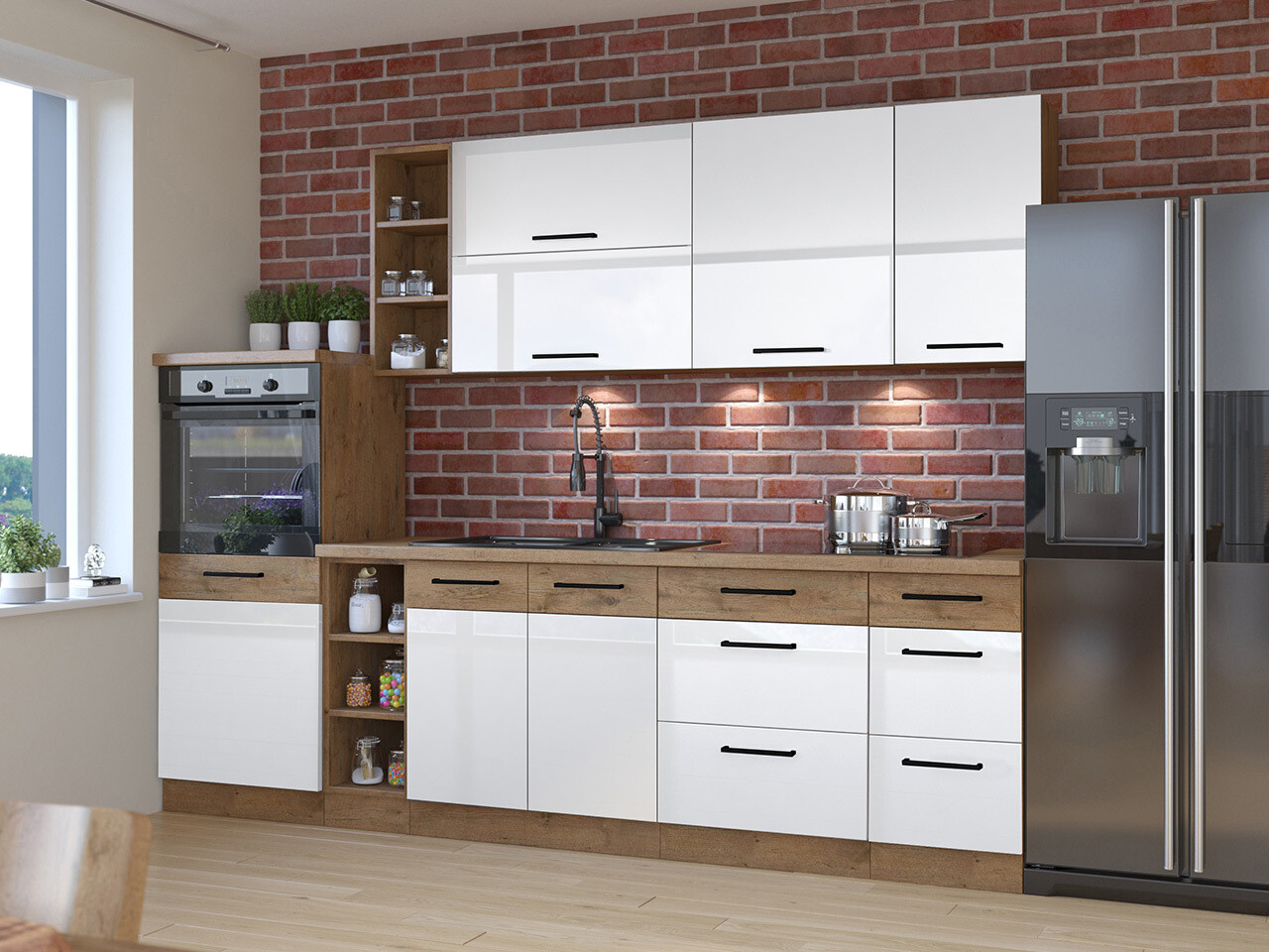 Moduļu virtuves komplekts Wood White 136