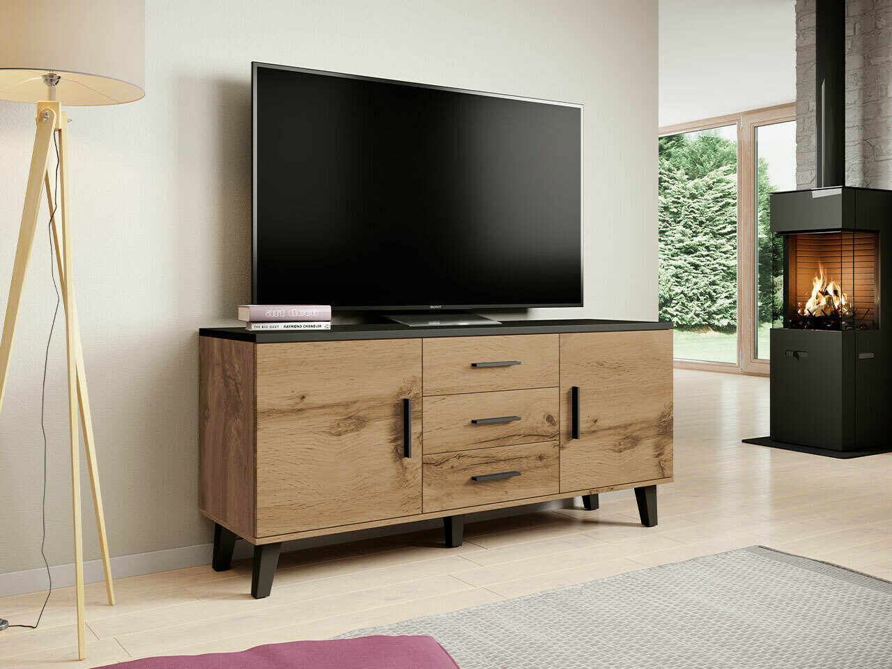 TV galds Larfloi 107 (Votan ozols + Melns)