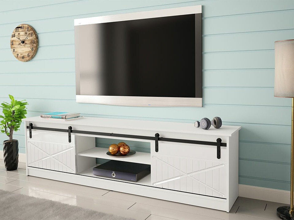 TV galds Charlotte 156 (Balts + Glancēts balts)