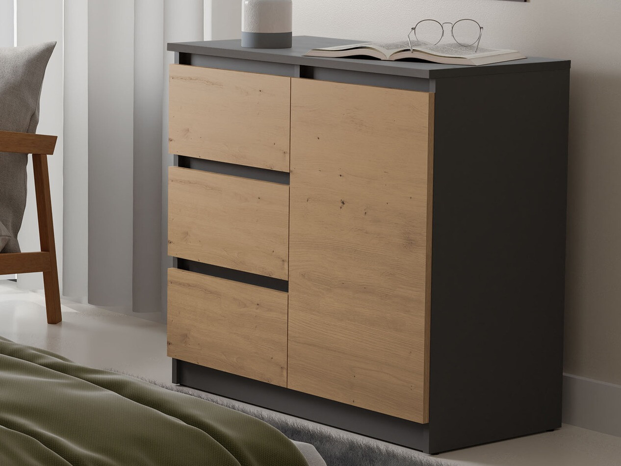 Kumode Elbvelu 110 (Antracīts + Artisan ozols)