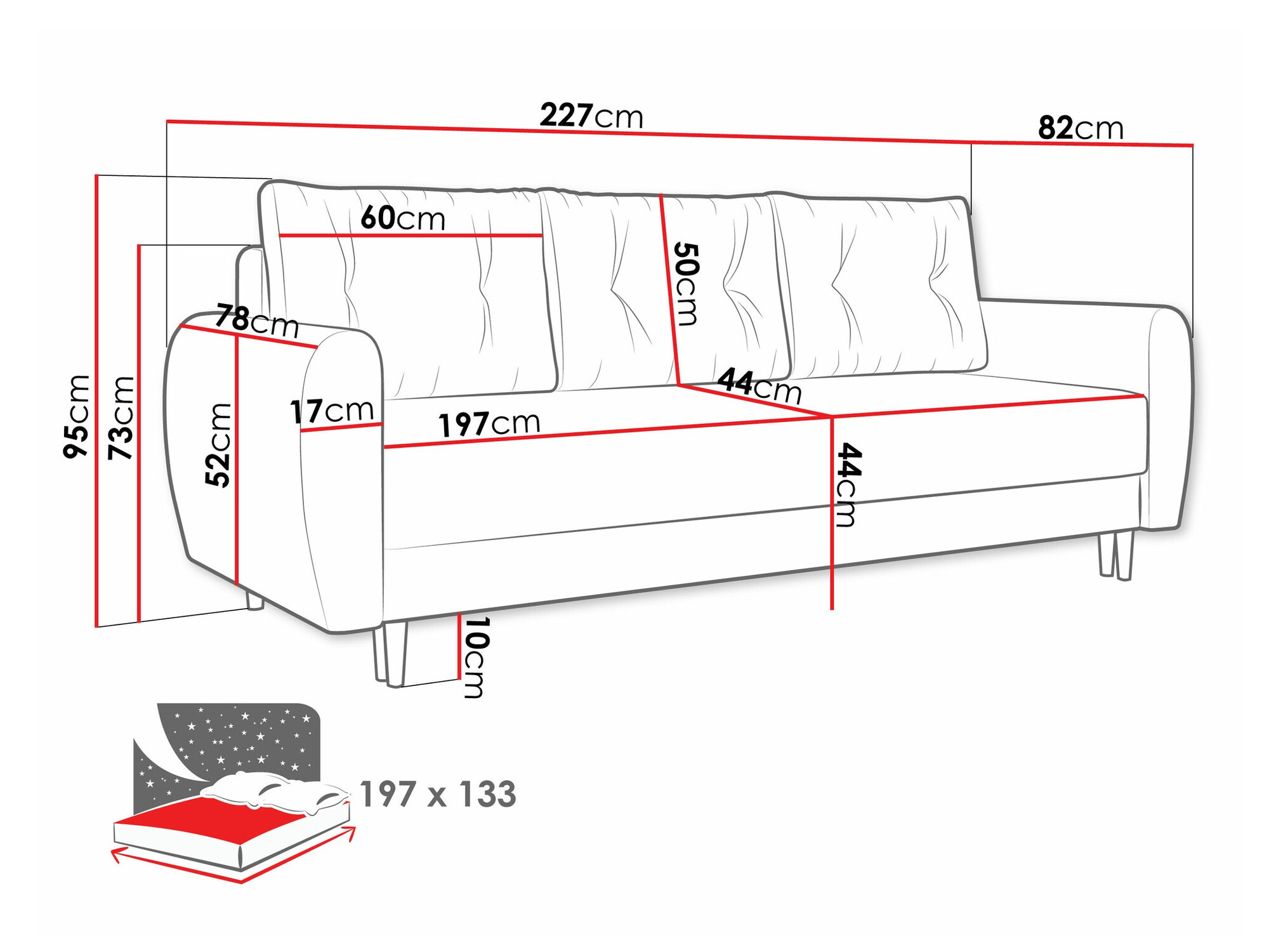 Dīvāns gulta Memphis 143 (Itaka 16)