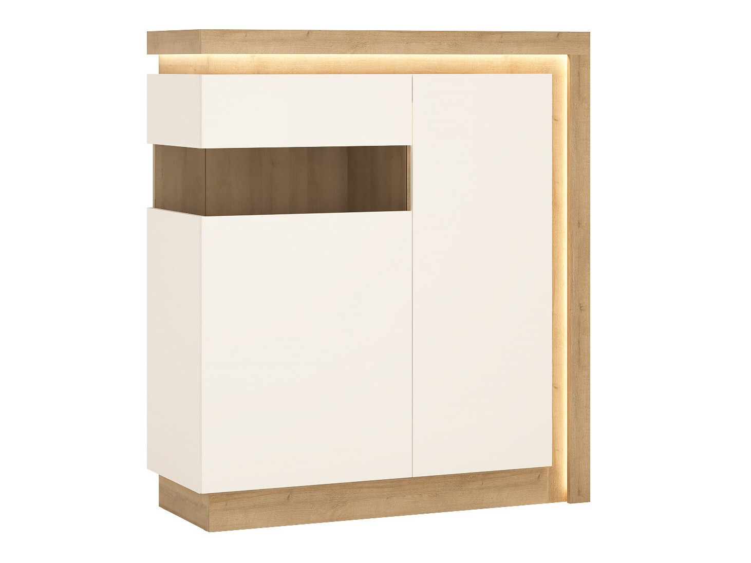 Skapis Feldeli 112 (Riviera ozols + Glancēts balts)