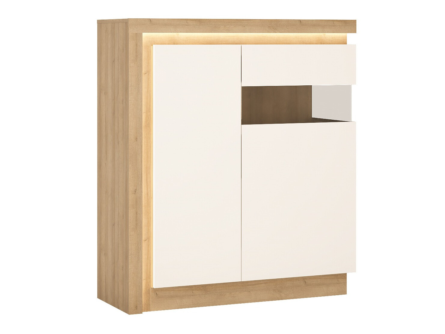 Skapis Feldeli 112 (Riviera ozols + Glancēts balts)
