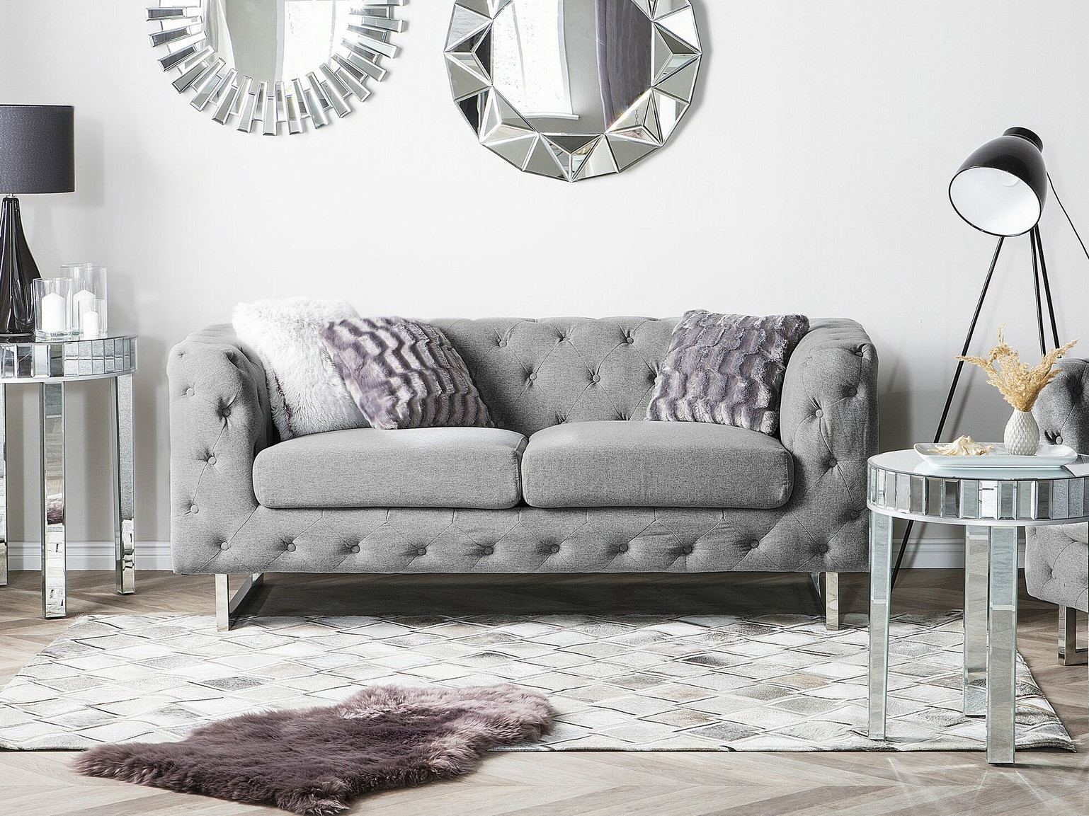 Chesterfield dīvāns Berwyn 2090 (Pelēks)