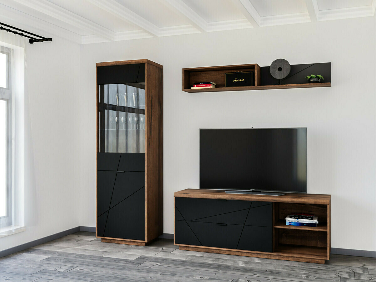 TV galds Fivale 104 (Tumšs delano ozols + Matēts melns)