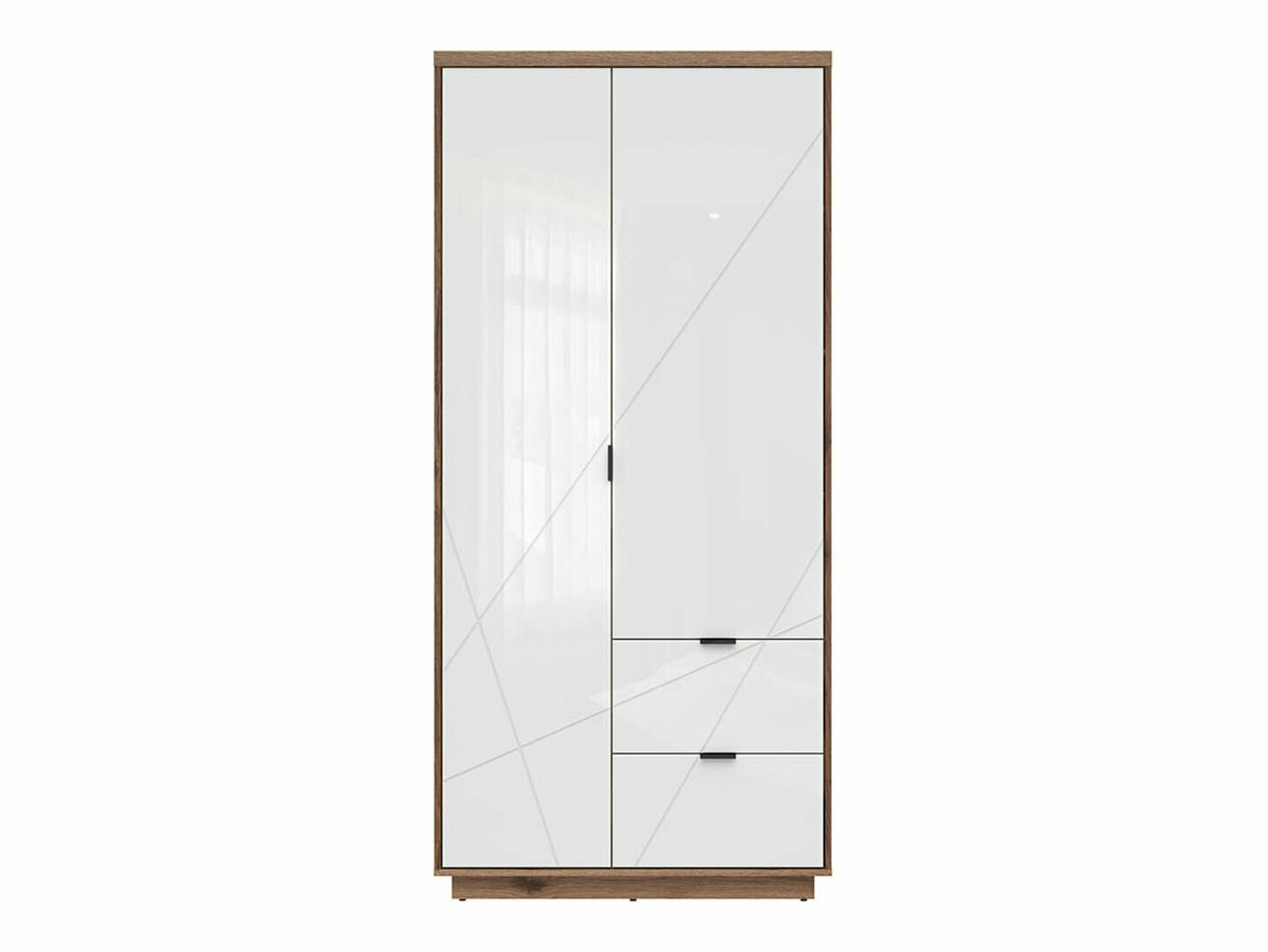 Skapis Fivale 105 (Glancēts balts + Tumšs delano ozols)
