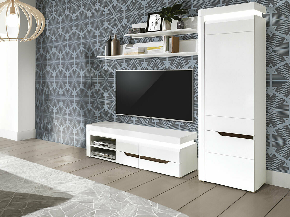 TV galds Revelmi 101 (Glancēts balts + Balts)