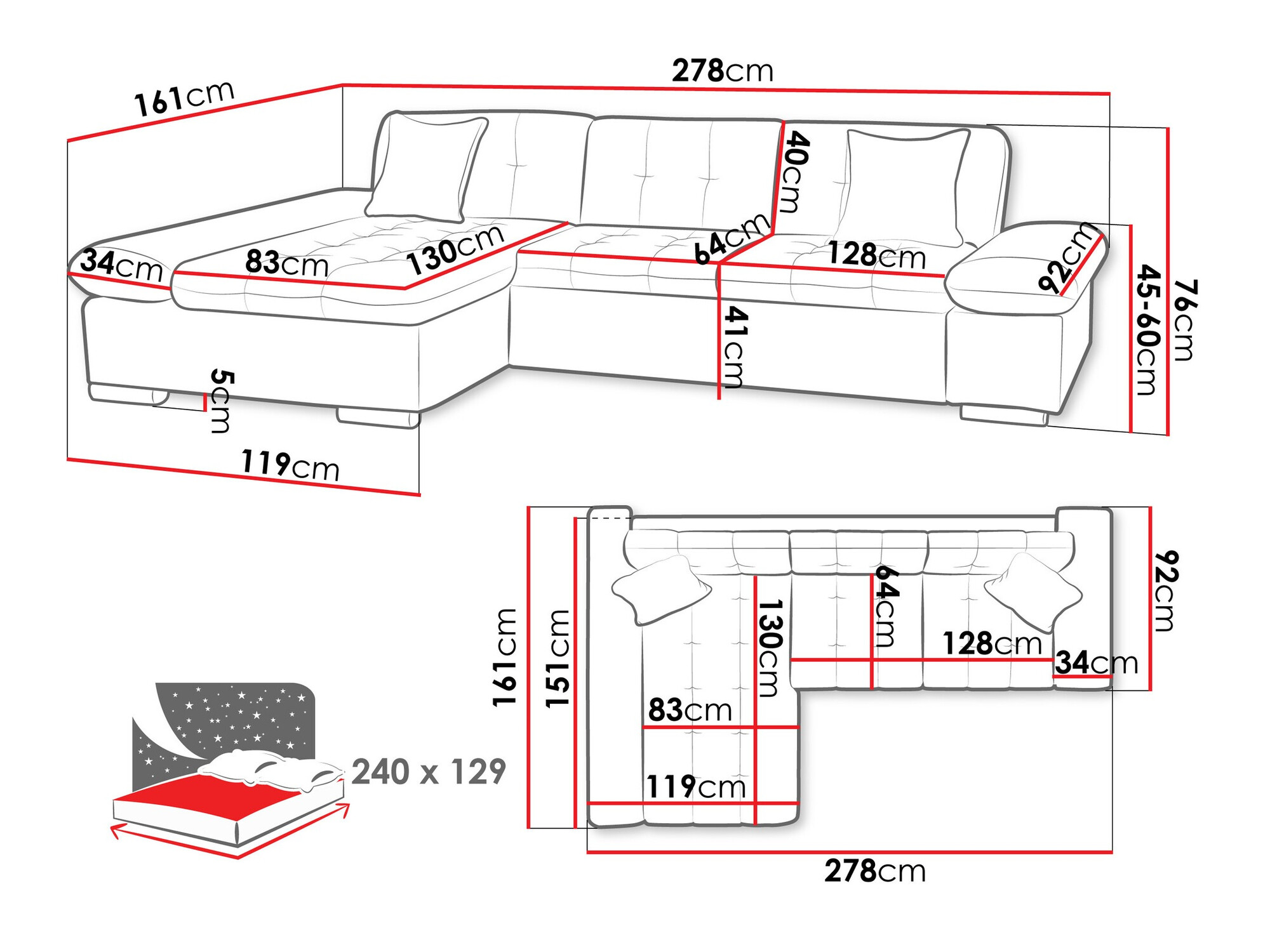 Stūra dīvāns Comfivo Sanitas II (Tracy 211.01)