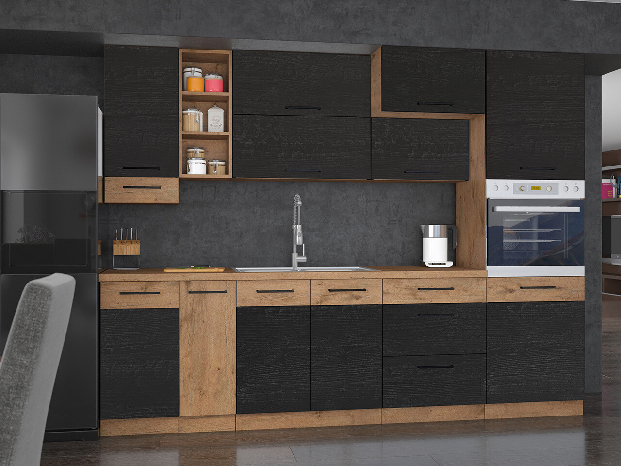 Moduļu skapis iebūvējamai tehnikai Wood Dark 123