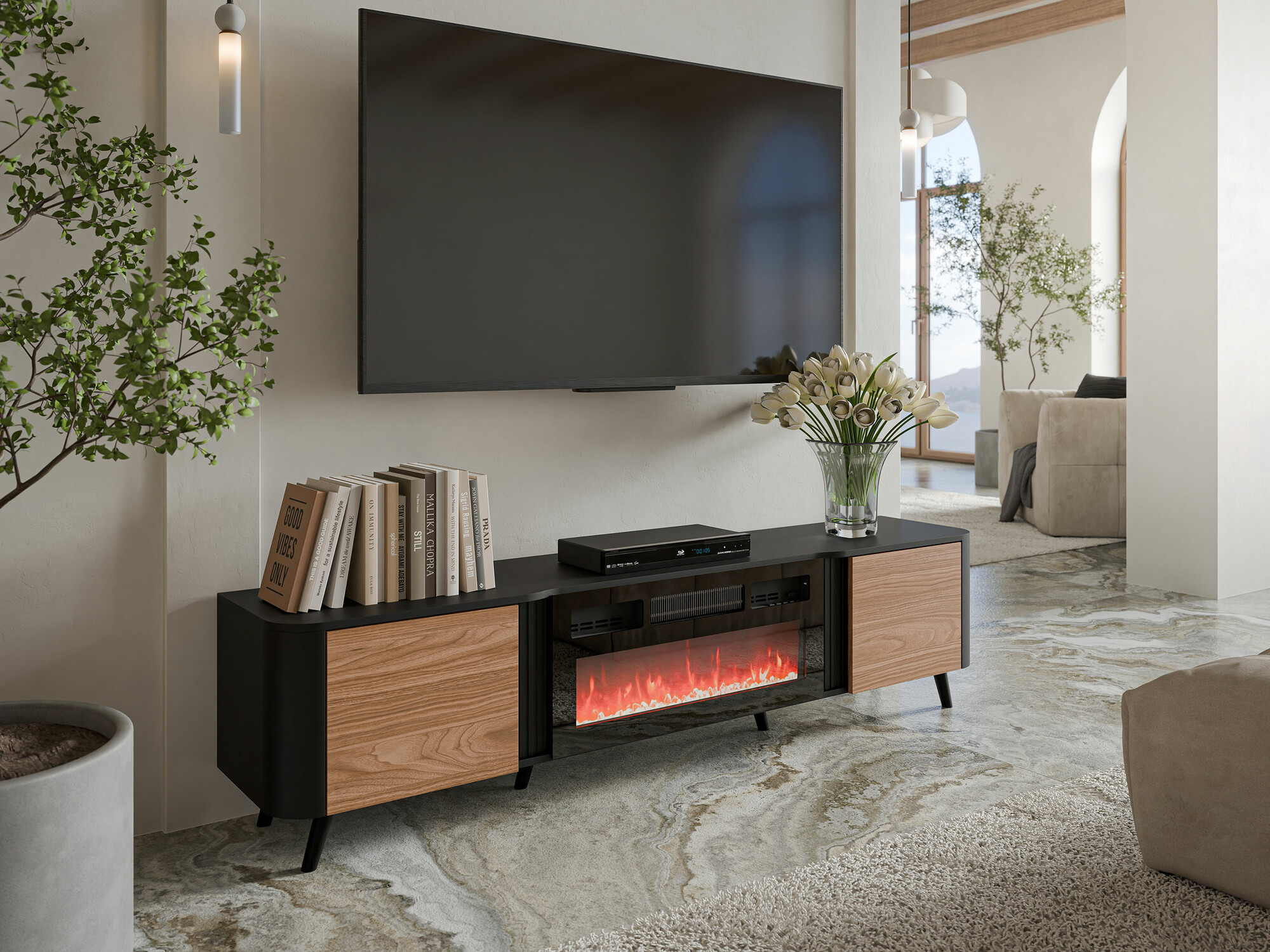 TV galds Modus (Melns + Riekstkoks)