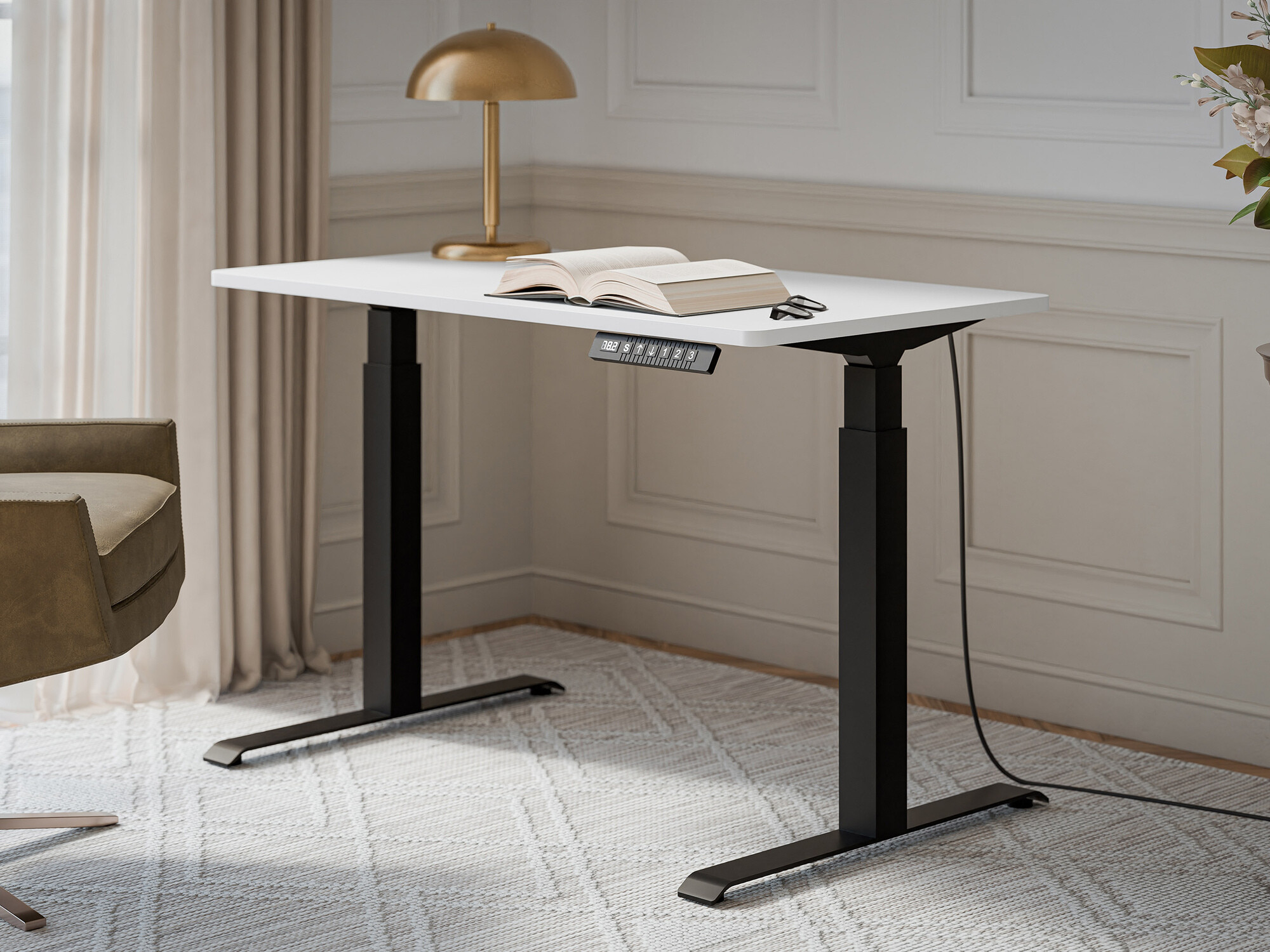 Rakstāmgalds ar regulējamu augstumu Charlotte 194 (Balts + Melns)