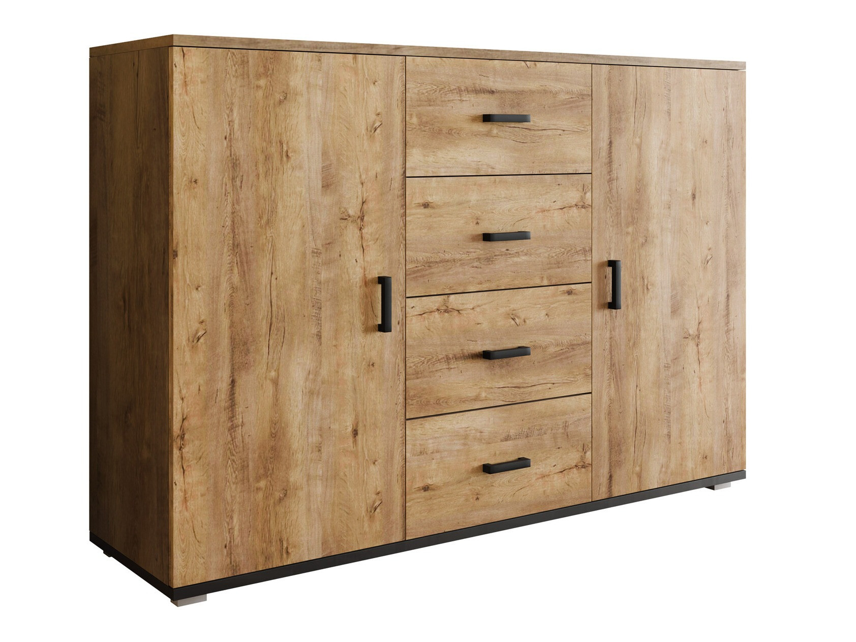 Kumode Charlotte 118 (Lefkas ozols + Melns)