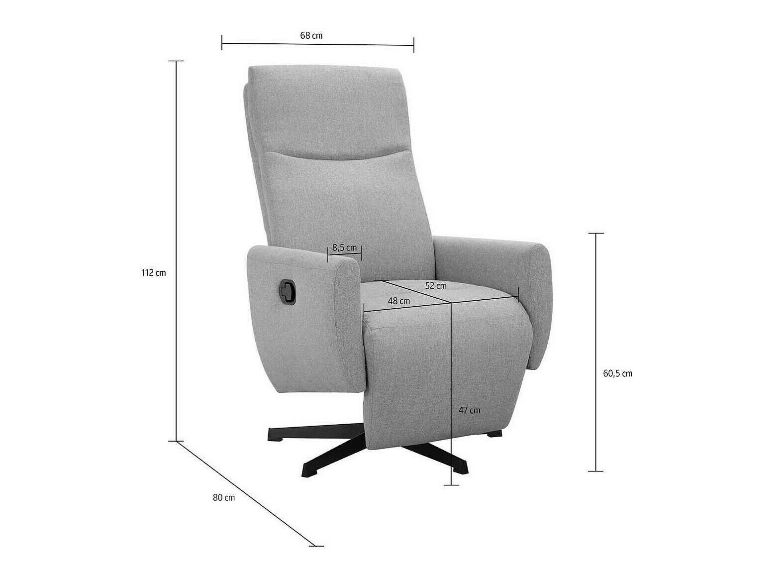 Atpūtas krēsls reglainer Denton 1370 (Antracīts)