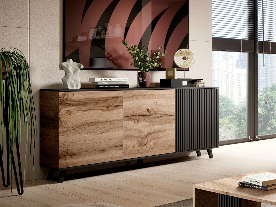Skapis Luelia 120 (Melns + Votan ozols)