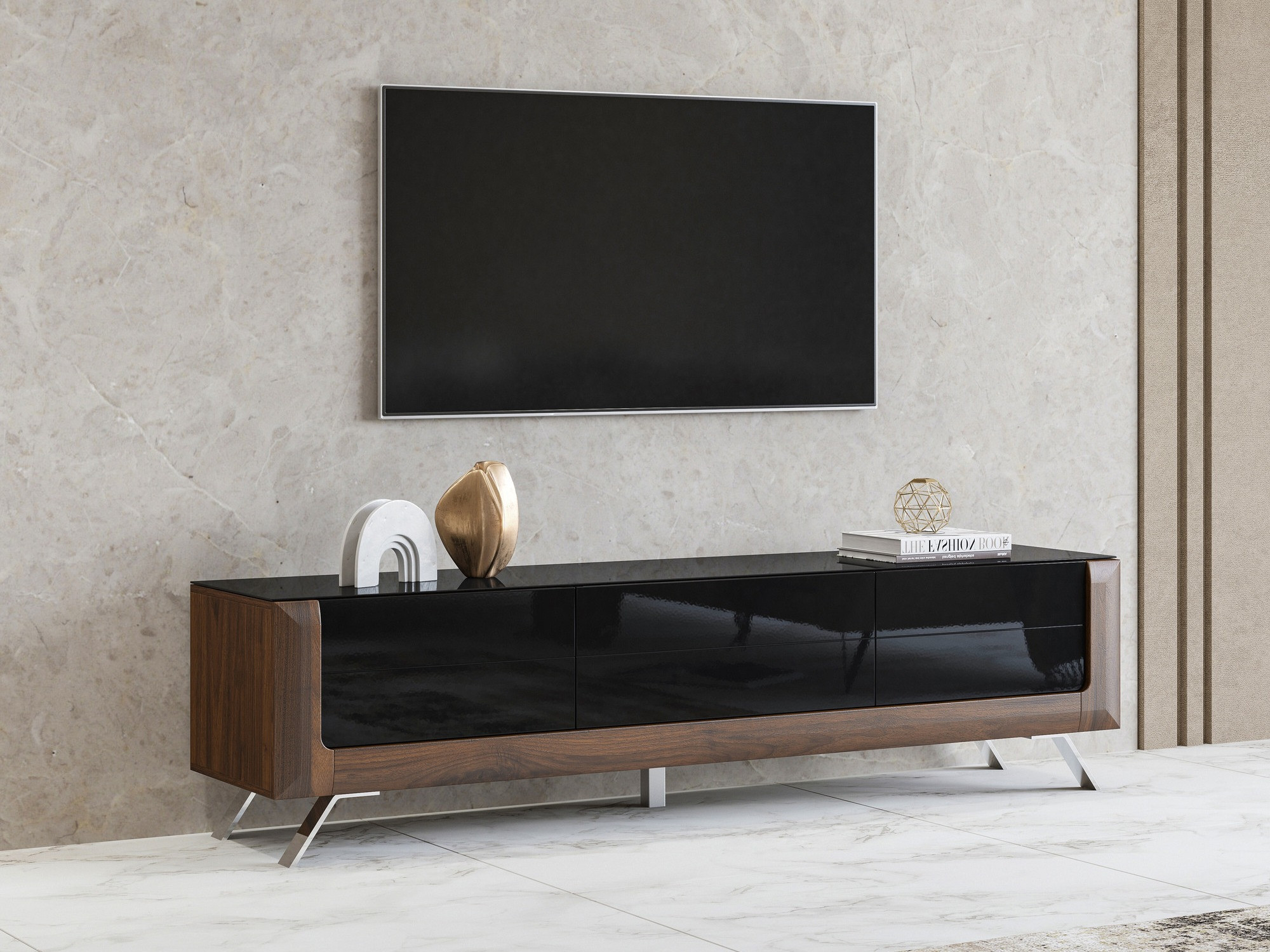TV galds Sovera 104 (Rieksts + Glancēts melns)