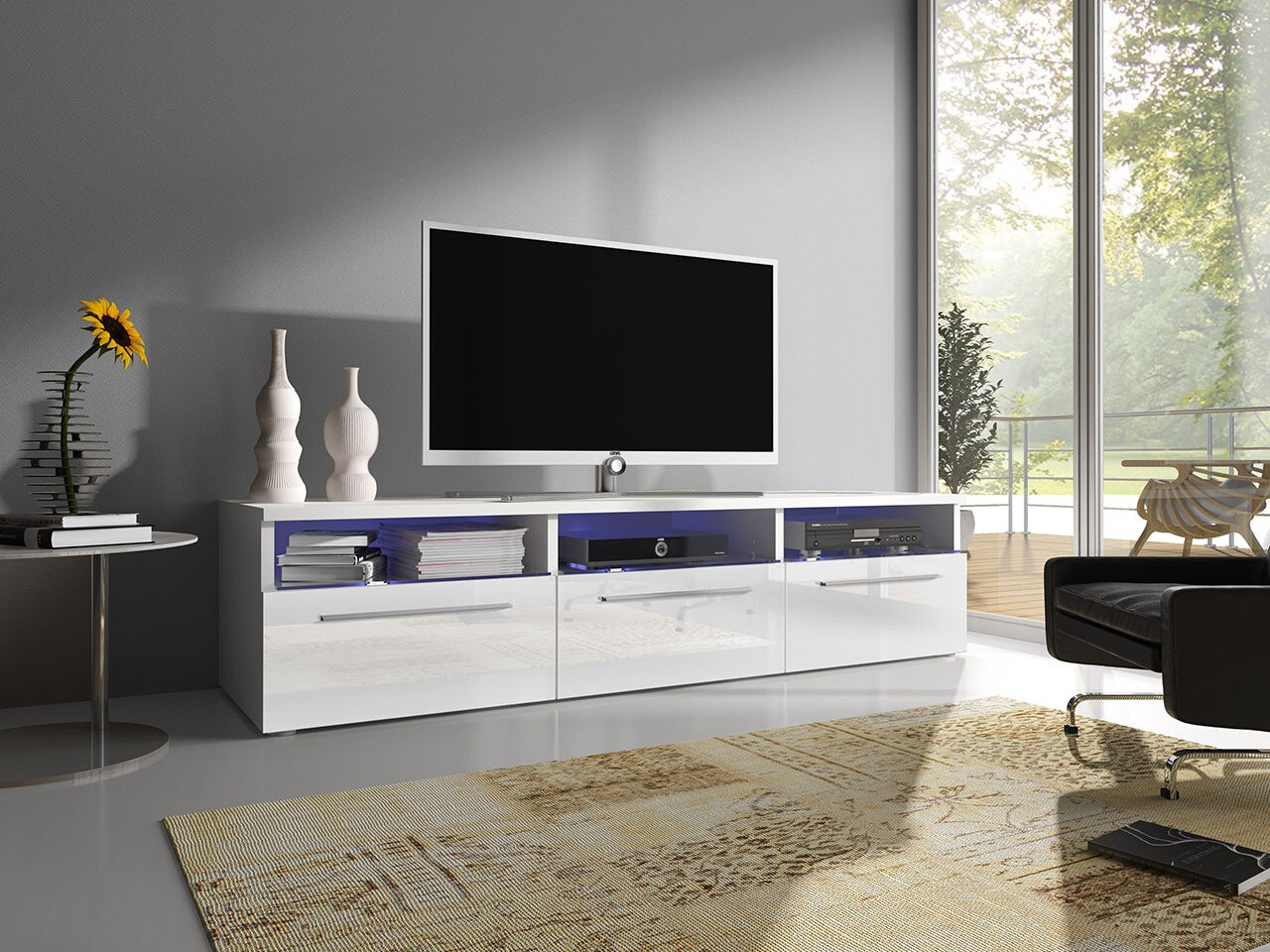 TV galds Uva I (Balts + Glancēts balts)